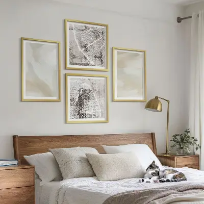Minimalistische verftextuur meerluik in lijst