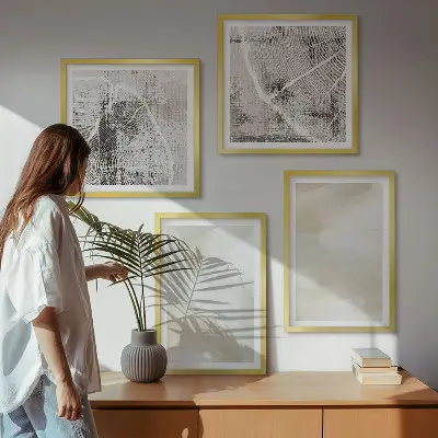 Minimalistische verftextuur meerluik in lijst