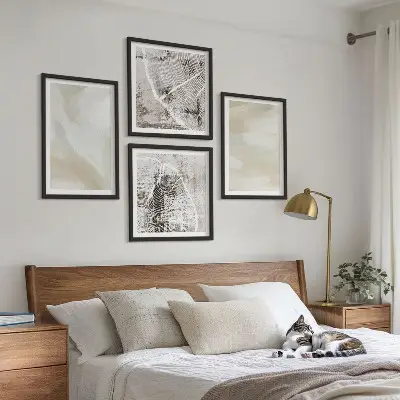 Minimalistische verftextuur meerluik in lijst