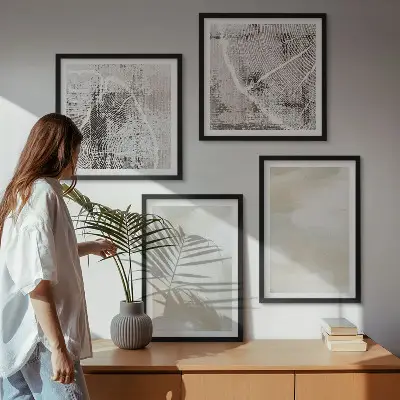 Minimalistische verftextuur meerluik in lijst