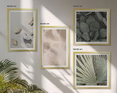 Meerluik in lijst met texturen van stenen, hout en stoffen