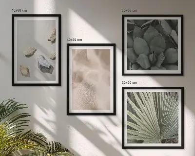 Meerluik in lijst met texturen van stenen, hout en stoffen