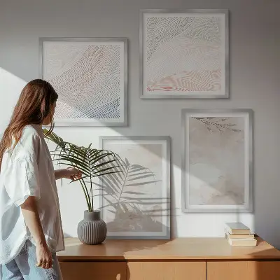 Aquarelbladeren in pastel meerluik in lijst