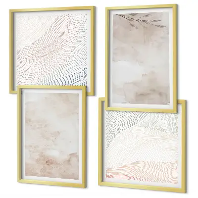 Aquarelbladeren in pastel meerluik in lijst