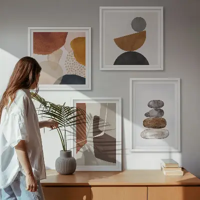 Set abstracte posters met lijst set van wanddecoraties