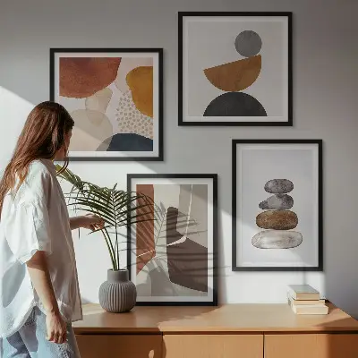 Set abstracte posters met lijst set van wanddecoraties