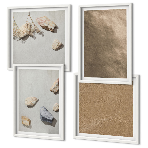 Set van posters met lijst Natuurlijke structuren van strandstenen