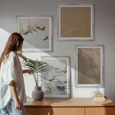 Set van posters met lijst Natuurlijke structuren van strandstenen