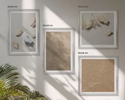 Natuurlijke structuren van strandstenen set van posters met lijst