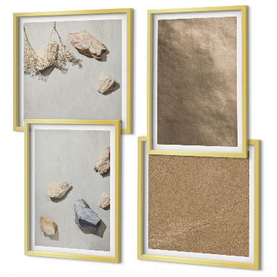 Set van posters met lijst Natuurlijke structuren van strandstenen