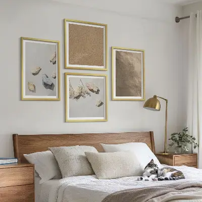 Natuurlijke structuren van strandstenen set van posters met lijst