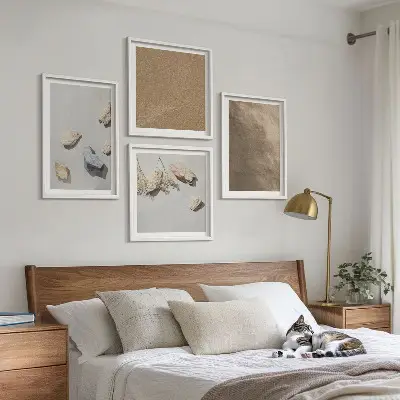 Natuurlijke structuren van strandstenen set van posters met lijst