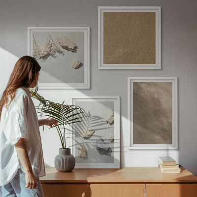 Set van posters met lijst Natuurlijke structuren van strandstenen