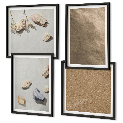 Set van posters met lijst Natuurlijke structuren van strandstenen