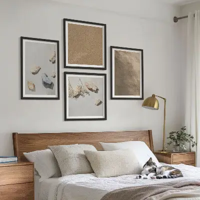 Natuurlijke structuren van strandstenen set van posters met lijst