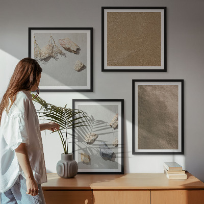 Set van posters met lijst Natuurlijke structuren van strandstenen