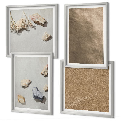 Set van posters met lijst Natuurlijke structuren van strandstenen