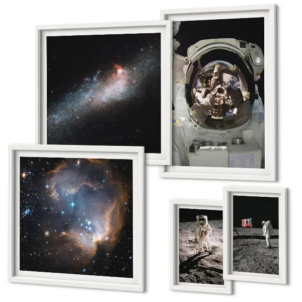 Wanddecoratie compositie astronauten die landen op de maan