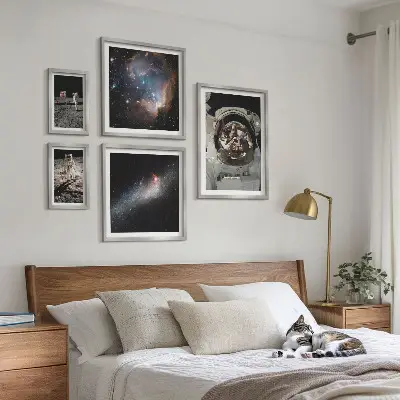 Wanddecoratie compositie astronauten die landen op de maan