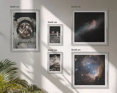 Wanddecoratie compositie astronauten die landen op de maan