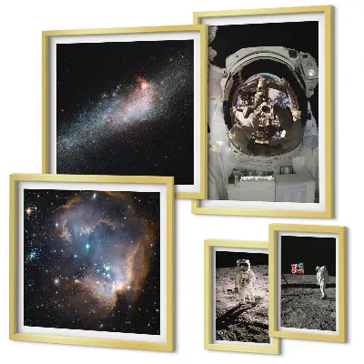 Wanddecoratie compositie astronauten die landen op de maan