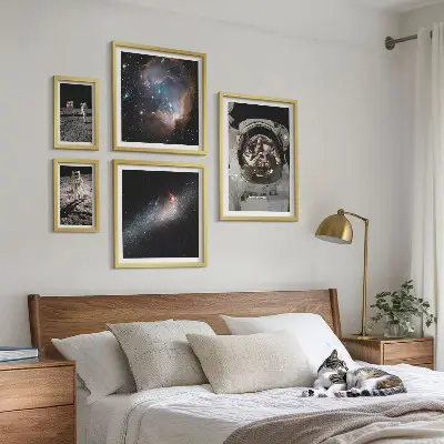 Wanddecoratie compositie astronauten die landen op de maan