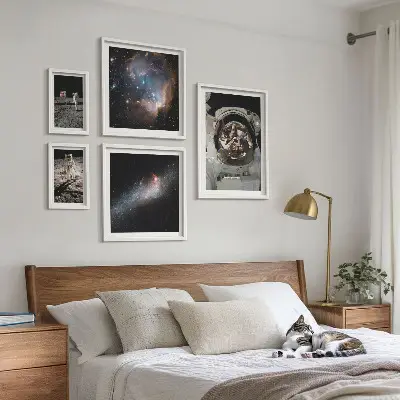 Wanddecoratie compositie astronauten die landen op de maan