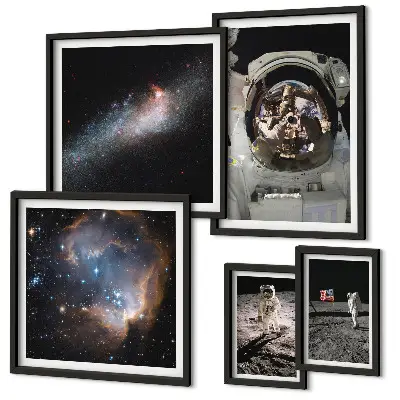 Wanddecoratie compositie astronauten die landen op de maan