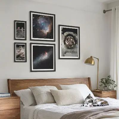 Wanddecoratie compositie astronauten die landen op de maan