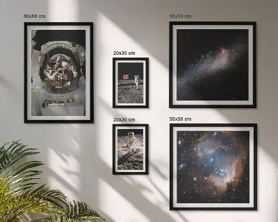 Wanddecoratie compositie astronauten die landen op de maan