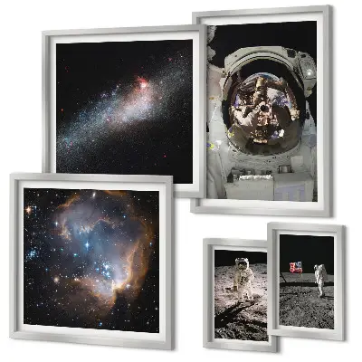Wanddecoratie compositie astronauten die landen op de maan