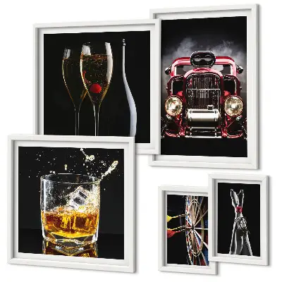 Gallery wall Stijlvolle retro auto- en drankthema's
