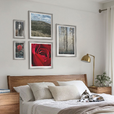 Wanddecoratie compositie Natuurlijke bloemen in verschillende stijlen
