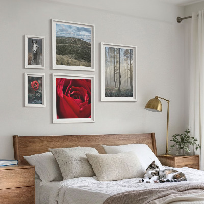 Wanddecoratie compositie Natuurlijke bloemen in verschillende stijlen