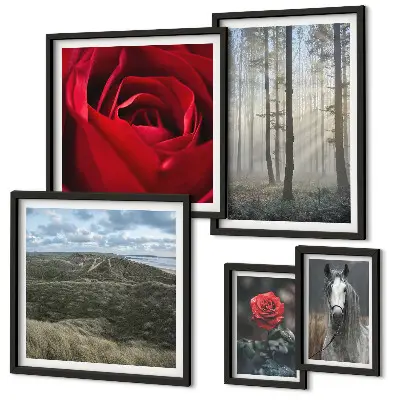 Wanddecoratie compositie met natuurlijke bloemen in verschillende stijlen
