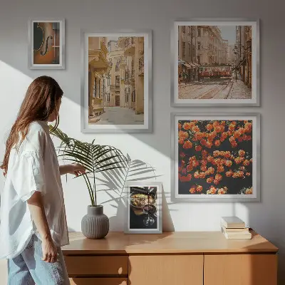 Moderne schilderijen set Charmante straten vol smaken