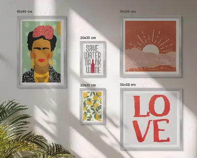 Gallery wall bloemen vrouw in boho-stijl set met artistieke prints