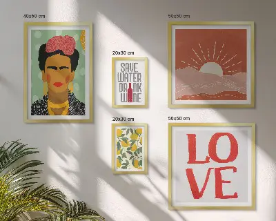 Gallery wall bloemen vrouw in boho-stijl set met artistieke prints
