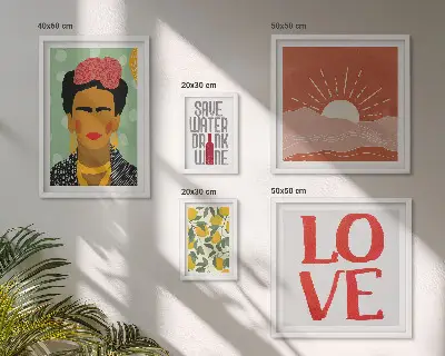 Gallery wall bloemen vrouw in boho-stijl set met artistieke prints