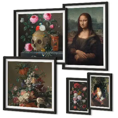 Vintage bloemenportretten wanddecoratie compositie