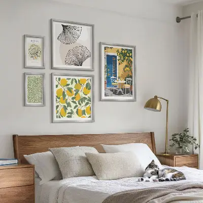 Moderne schilderijen set met stijlvolle plantmotieven
