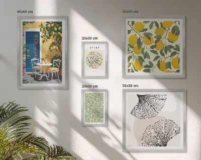 Moderne schilderijen set met stijlvolle plantmotieven