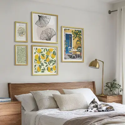 Moderne schilderijen set met stijlvolle plantmotieven