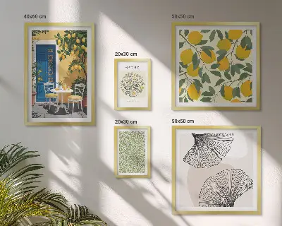Moderne schilderijen set met stijlvolle plantmotieven