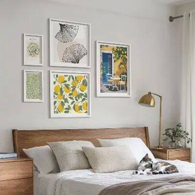 Moderne schilderijen set met stijlvolle plantmotieven