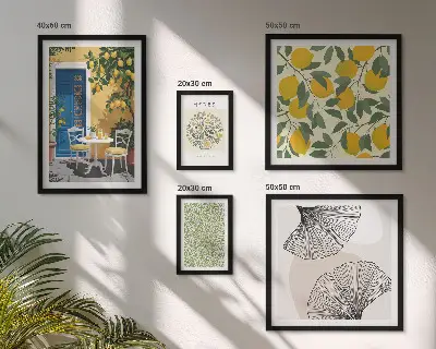 Moderne schilderijen set met stijlvolle plantmotieven