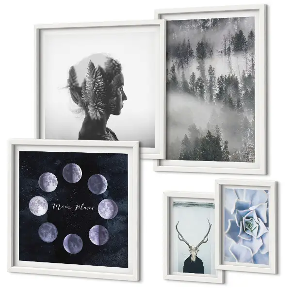 Wanddecoratie met bosmotieven compositie van natuurlijke bosruimtes