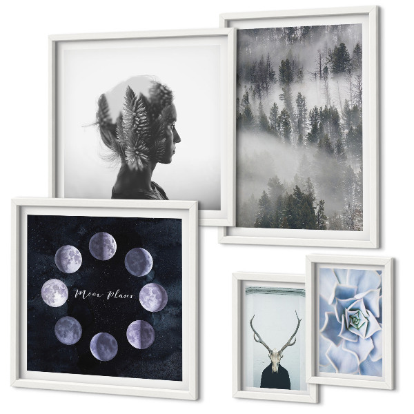 Wanddecoratie compositie Motieven van natuurlijke bosruimtes
