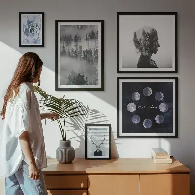 Wanddecoratie met bosmotieven compositie van natuurlijke bosruimtes