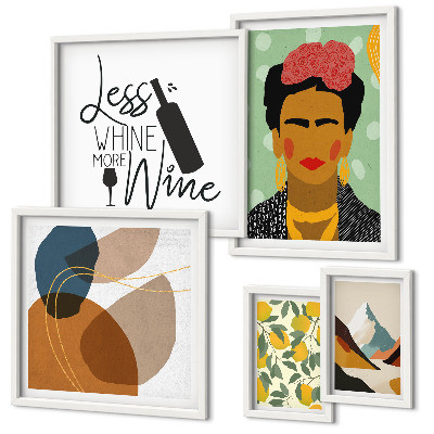 Moderne schilderijen set Abstracte portretten in boho-stijl